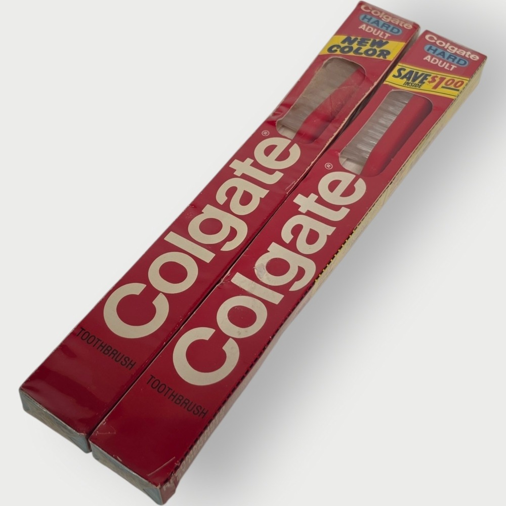 New Unopened Vintage Colgate‎ Toothbrush Adult Hard LOT OF 2 NOS